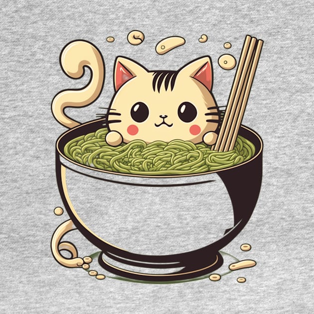 Send Noodles Ramen Eating Food Lover Kawaii Cat Ramen by Kertz TheLegend